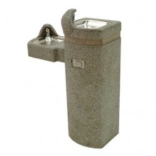 GVM49 Concrete Bi-Level Barrier Free Pedestal Mount Square Drinking Fountain