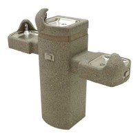GVQ89 Concrete Tri-Level Barrier Free Pedestal Mount Square Drinking Fountain