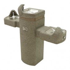 GVQ89 Concrete Tri-Level Barrier Free Pedestal Mount Square Drinking Fountain