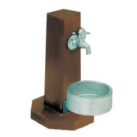 M-PFS Square Pedestal with Cast Aluminum Pet Bowl