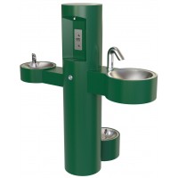 GWQ85 Pedestal Mounted Bottle Filler with Drinking Fountain and Washing Station